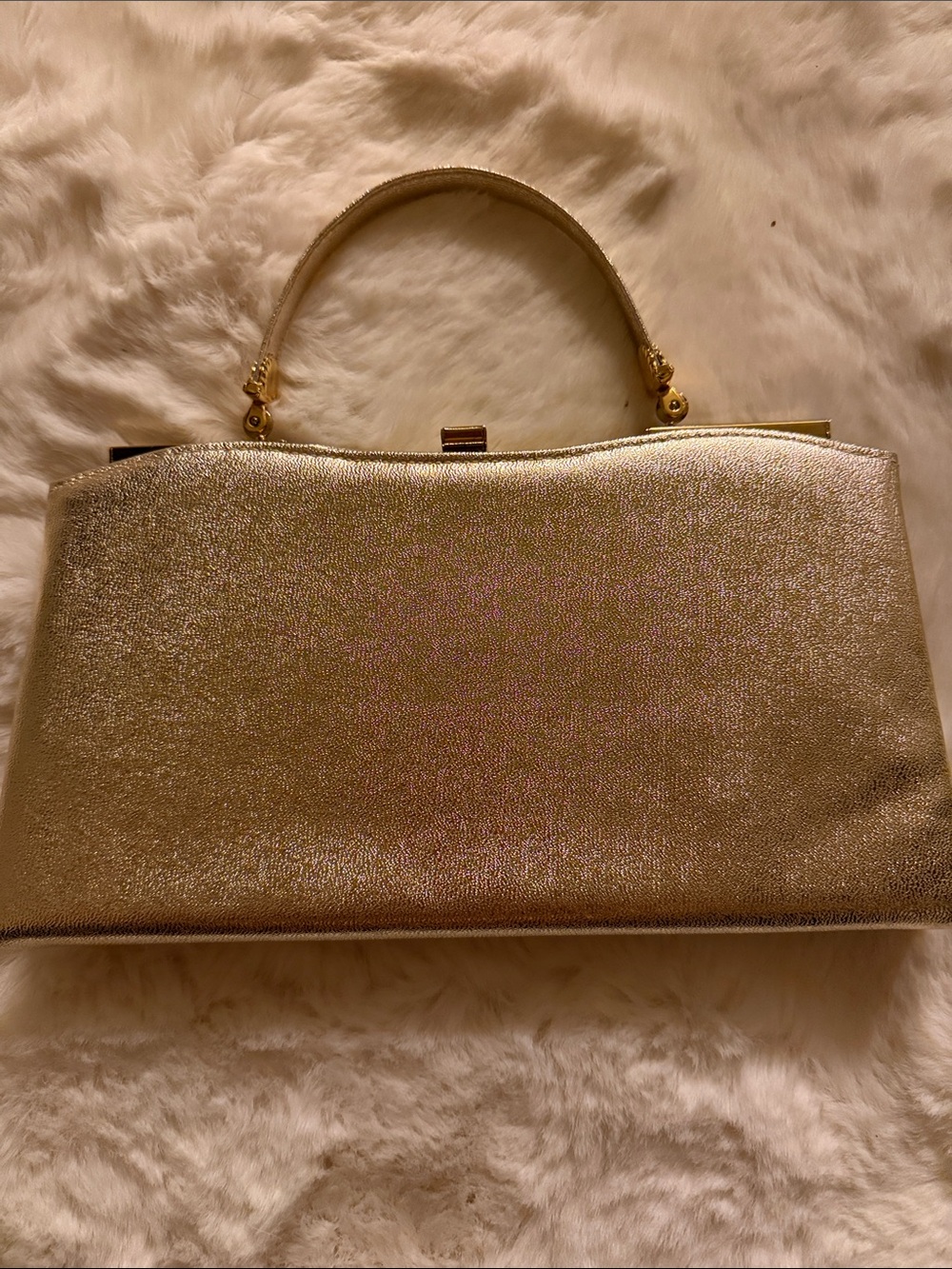 Vintage Cordé Gold Metallic Top-Handle Women's Bag